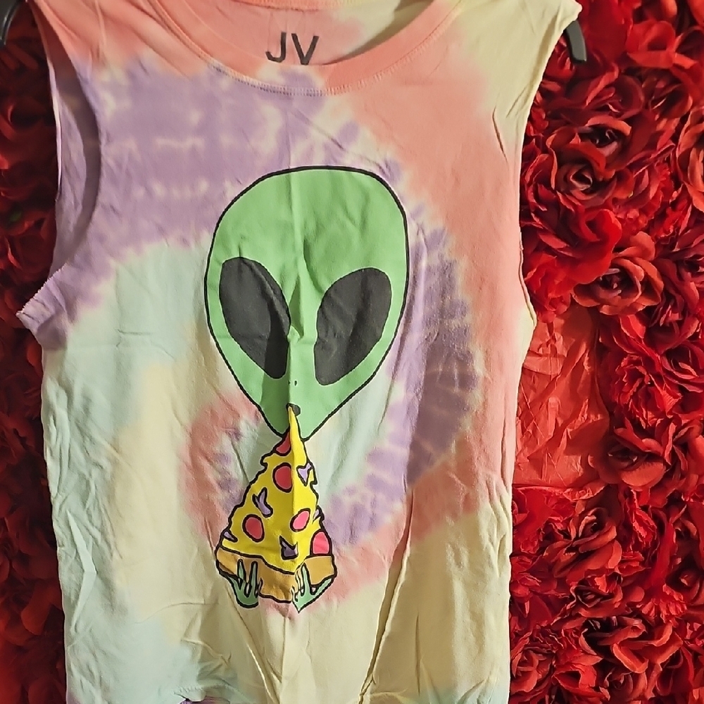 Jac Vanek Alien Graphic Tie-Dye Kids Tank Top Size Large